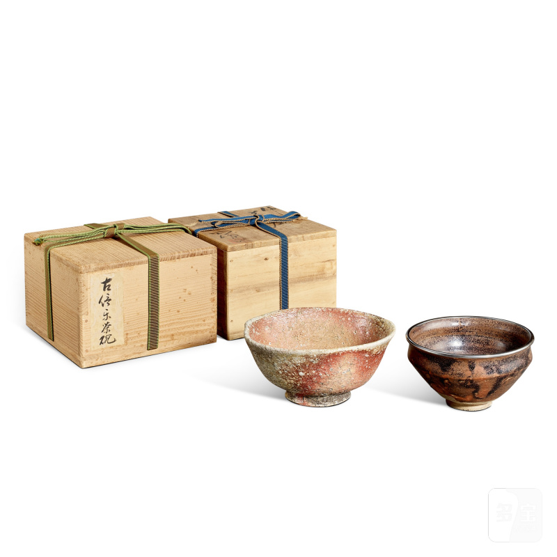 A shigaraki tea bowl and a Seto tenmoku tea bowl, Japan, Momoyama - Edo period, 16th – 17th century | 日本 桃山至江戶時期十六至十七世紀 信樂燒茶盌及瀨戶天目茶盌